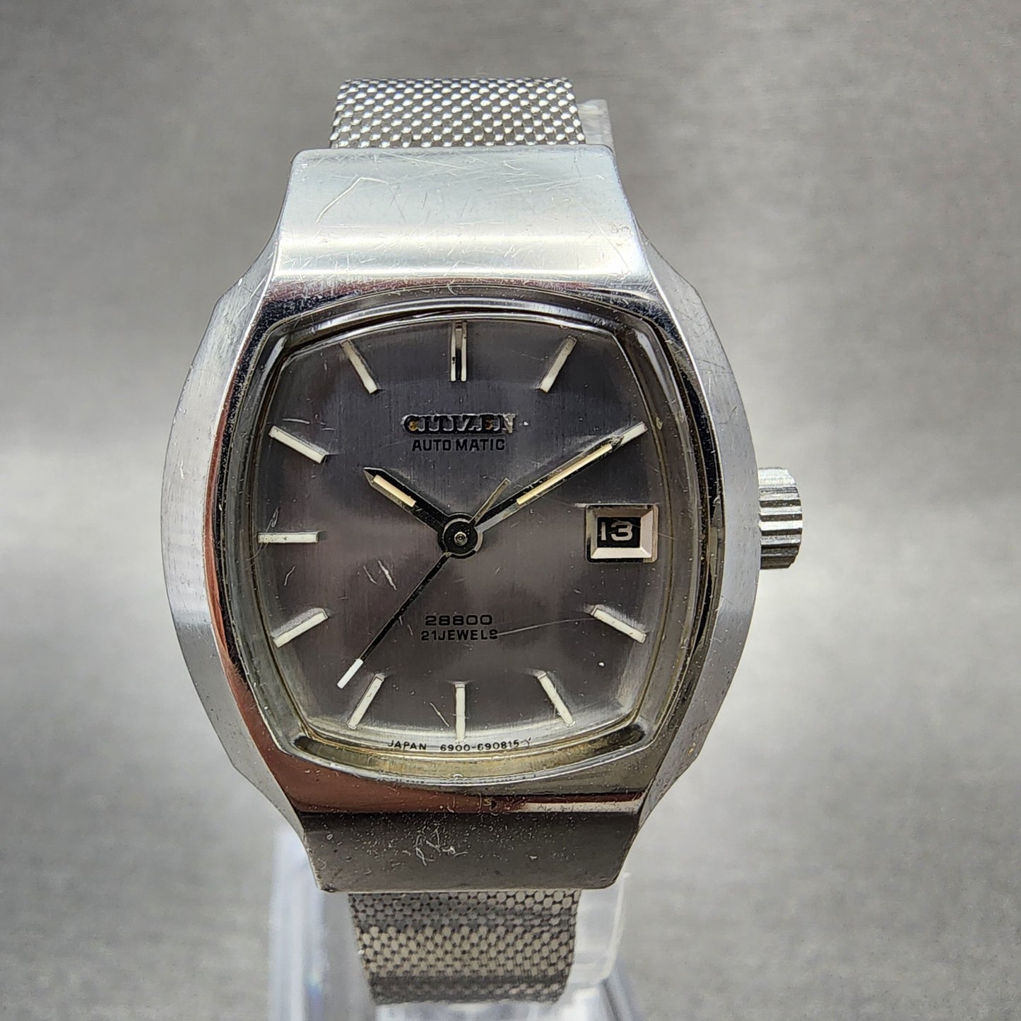 Citizen Automatic Watch Women 26mm Silver Dial Silver Tone Rectangle Runs VTG0