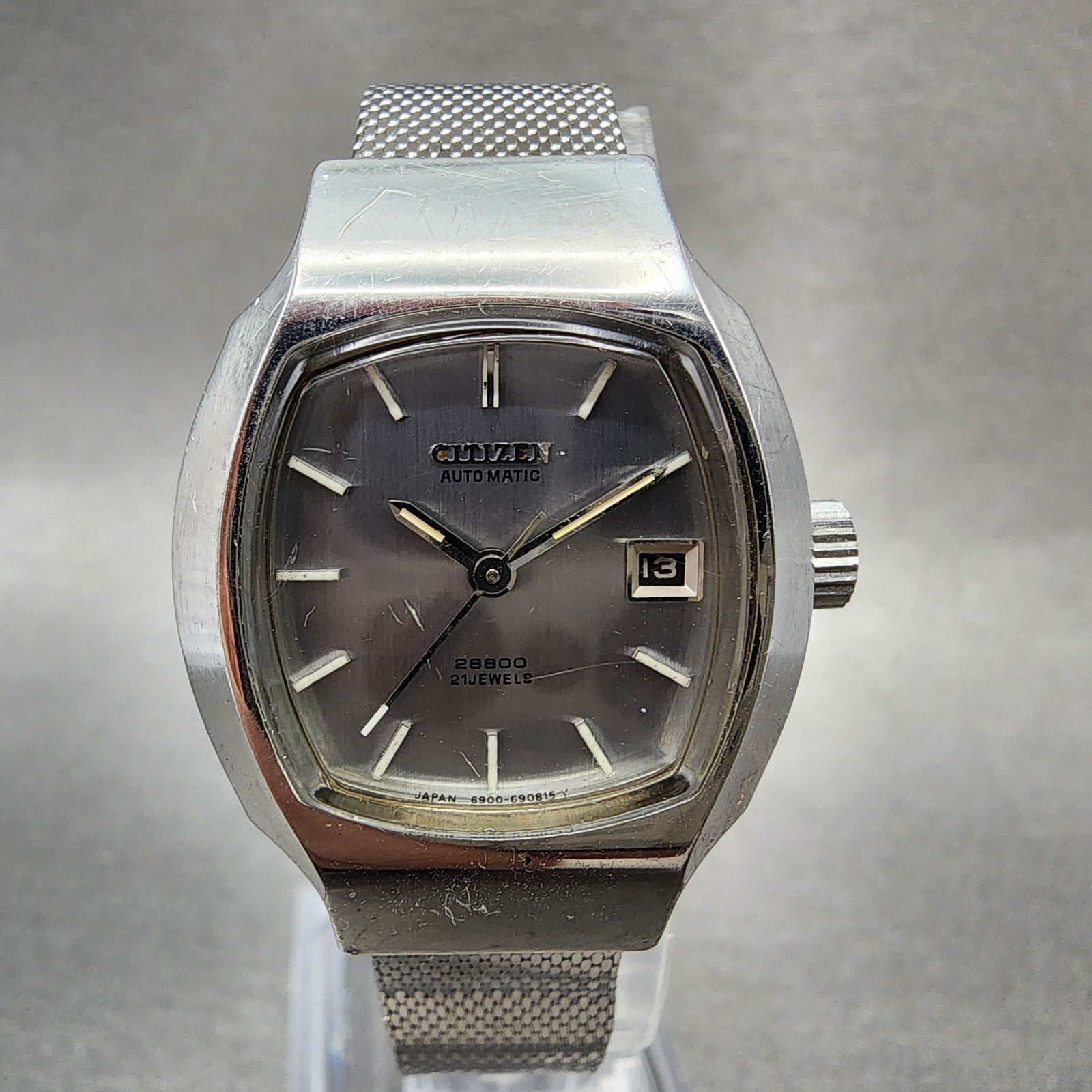 Citizen Automatic Watch Women 26mm Silver Dial Silver Tone Rectangle Runs VTG0