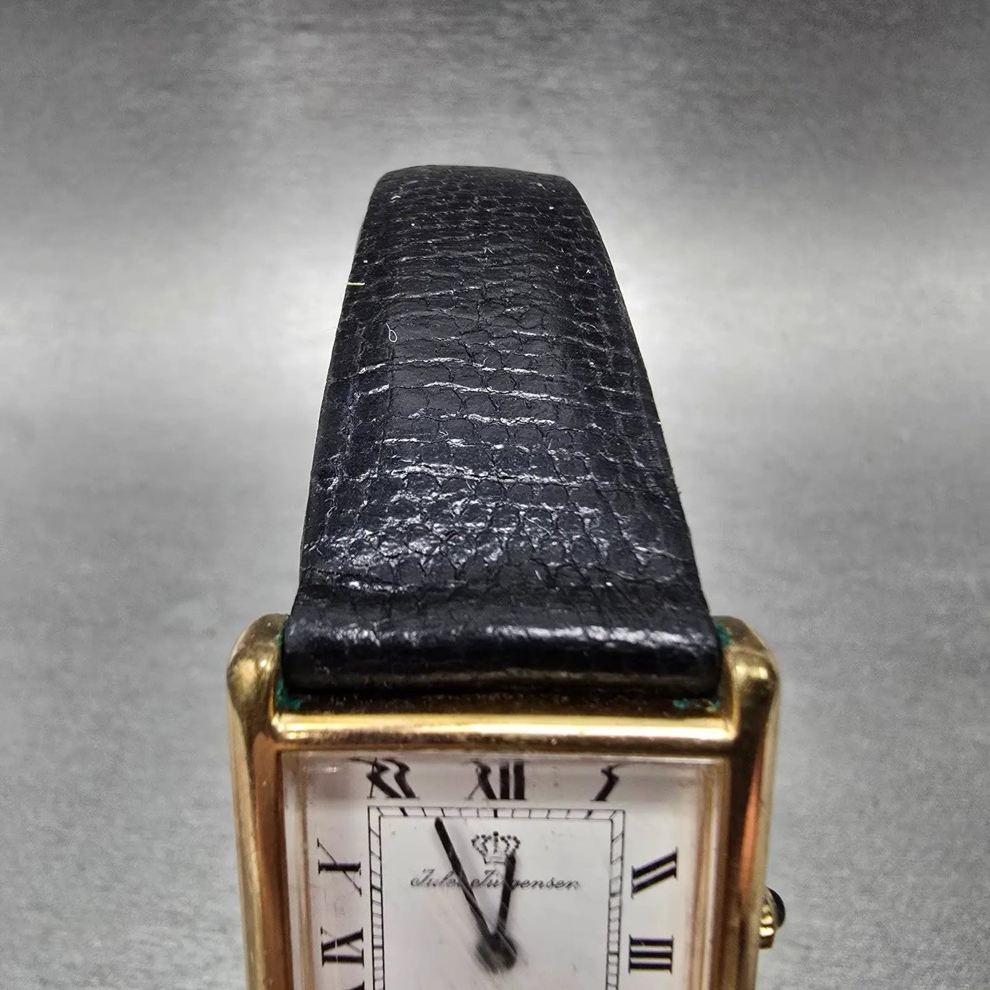 Jules Jurgensen Tank Watch Men 24mm White Dial Gold Tone Rectangle PARTS5