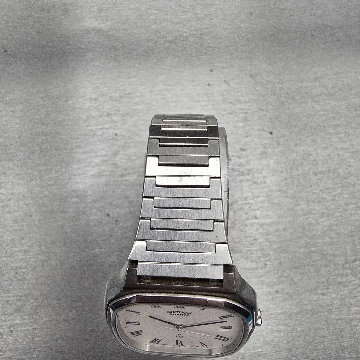 Seiko Watch Men 32mm White Dial Silver Tone Date Rectangle 5932-5030 New Battery4