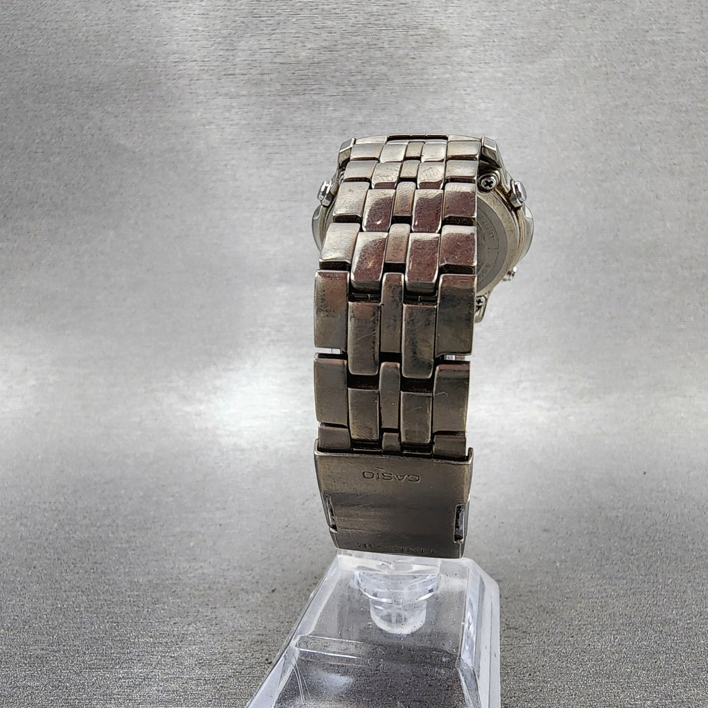 Casio Lineage Watch Men 41mm White Dial Titanium Analog Digital Solar Runs7