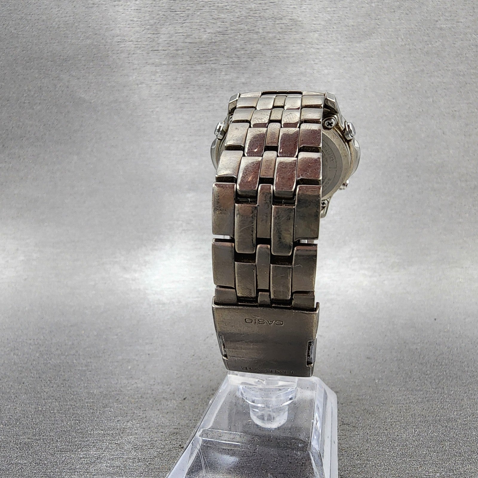 Casio Lineage Watch Men 41mm White Dial Titanium Analog Digital Solar Runs7