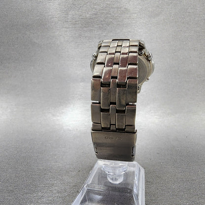 Casio Lineage Watch Men 41mm White Dial Titanium Analog Digital Solar Runs7