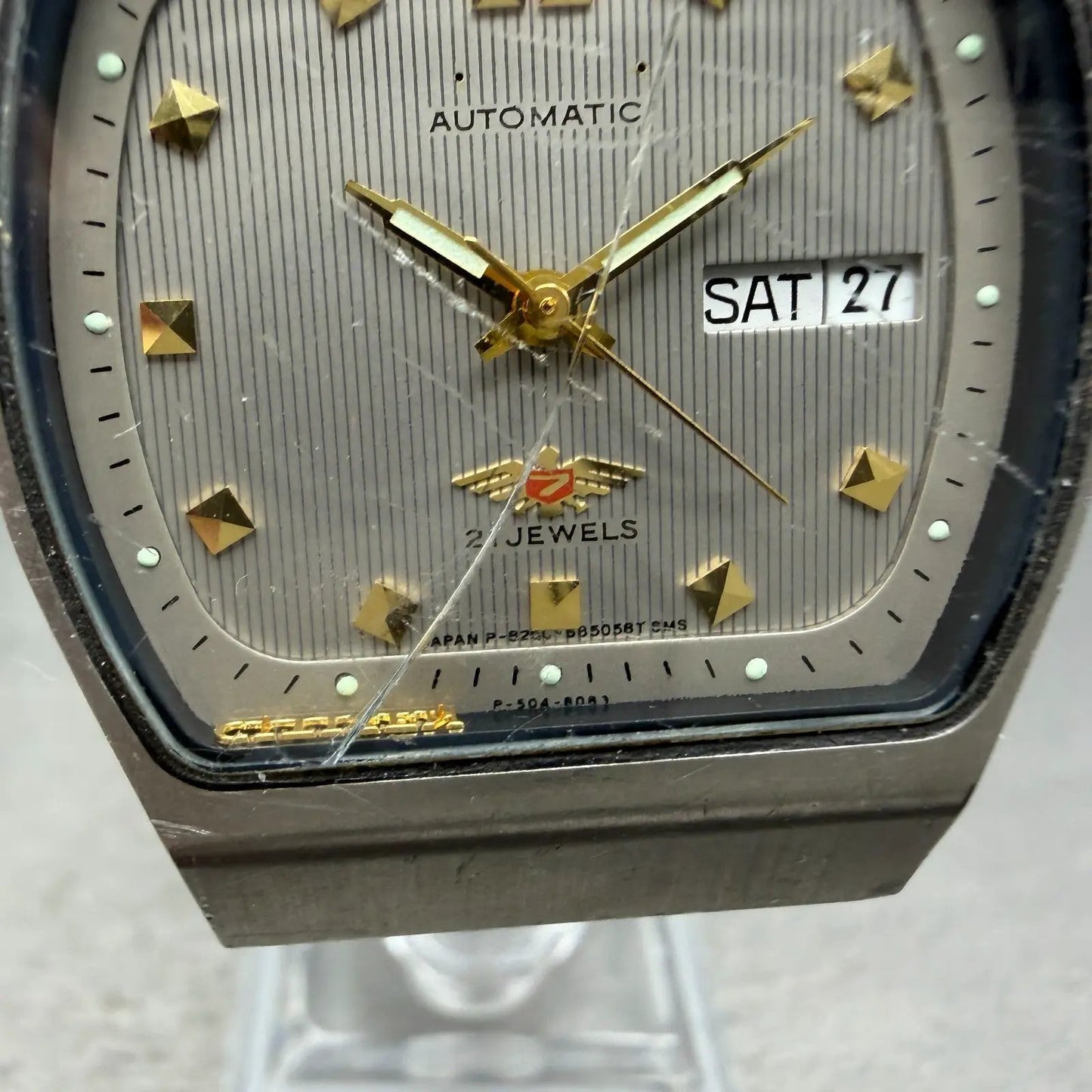 Citizen Eagle 7 Automatic Watch Men 34mm Gray Dial Silver Tone Daydate PARTS VTG6