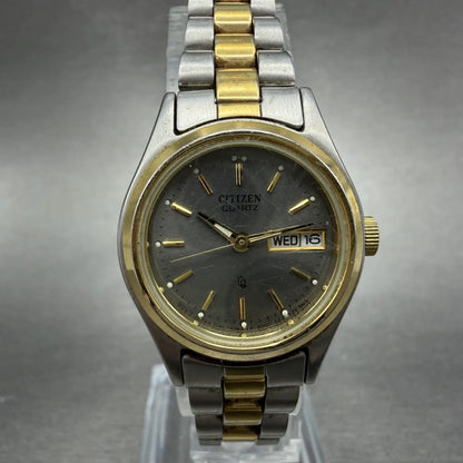 Citizen CQ Watch Women 24mm Gray Dial Two Tone Daydate 6000-K04069 New BatteryAB0