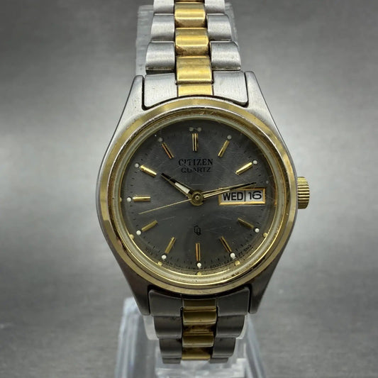 Citizen CQ Watch Women 24mm Gray Dial Two Tone Daydate 6000-K04069 New BatteryAB0