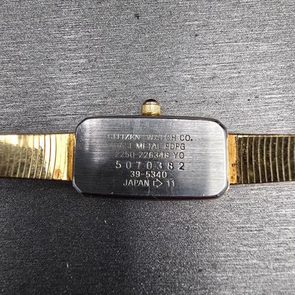 Citizen CQ Tank Watch Women 12mm Brown Dial Gold Diamonds 2250-226348 New Batt10