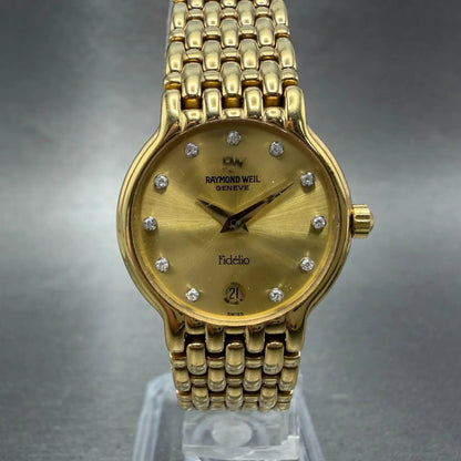 Raymond Weil Fideli Watch Women 24mm Champagne Dial Gold Tone Date 4702 NewBat0