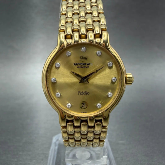 Raymond Weil Fideli Watch Women 24mm Champagne Dial Gold Tone Date 4702 NewBat0