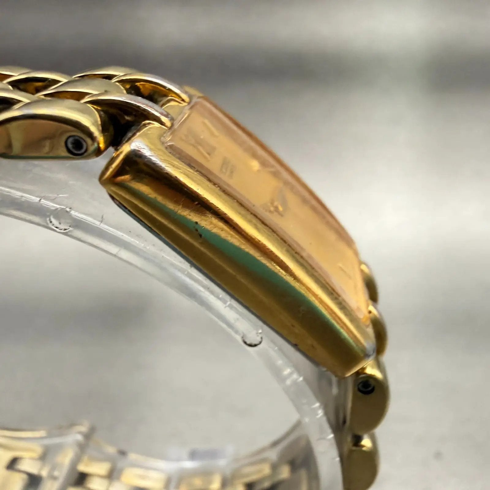 Seiko Watch Women 17mm Gold Dial Gold Tone Rectangle 1N00-6B79 New Battery VTG3