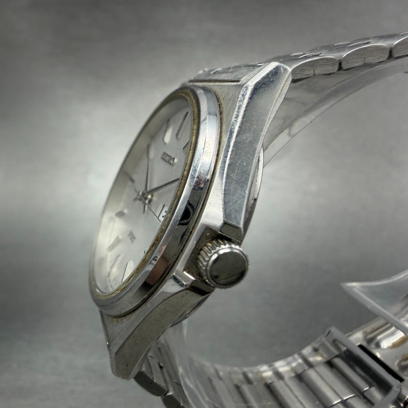 Seiko Spirit Watch Men 35mm Silver Dial Silver Tone 7N48-7000 Daydate New Batt2