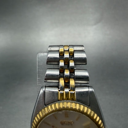 Seiko Watch Women 25mm White Dial Two Tone Daydate Round 7n83-0041 New Batt FXW24