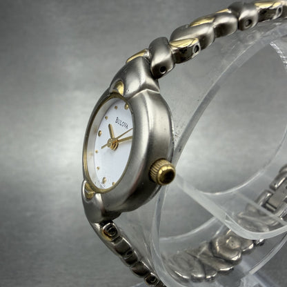 Bulova Watch Women 20mm White Dial Two Tone Round Bracelet 98T23 New Battery2