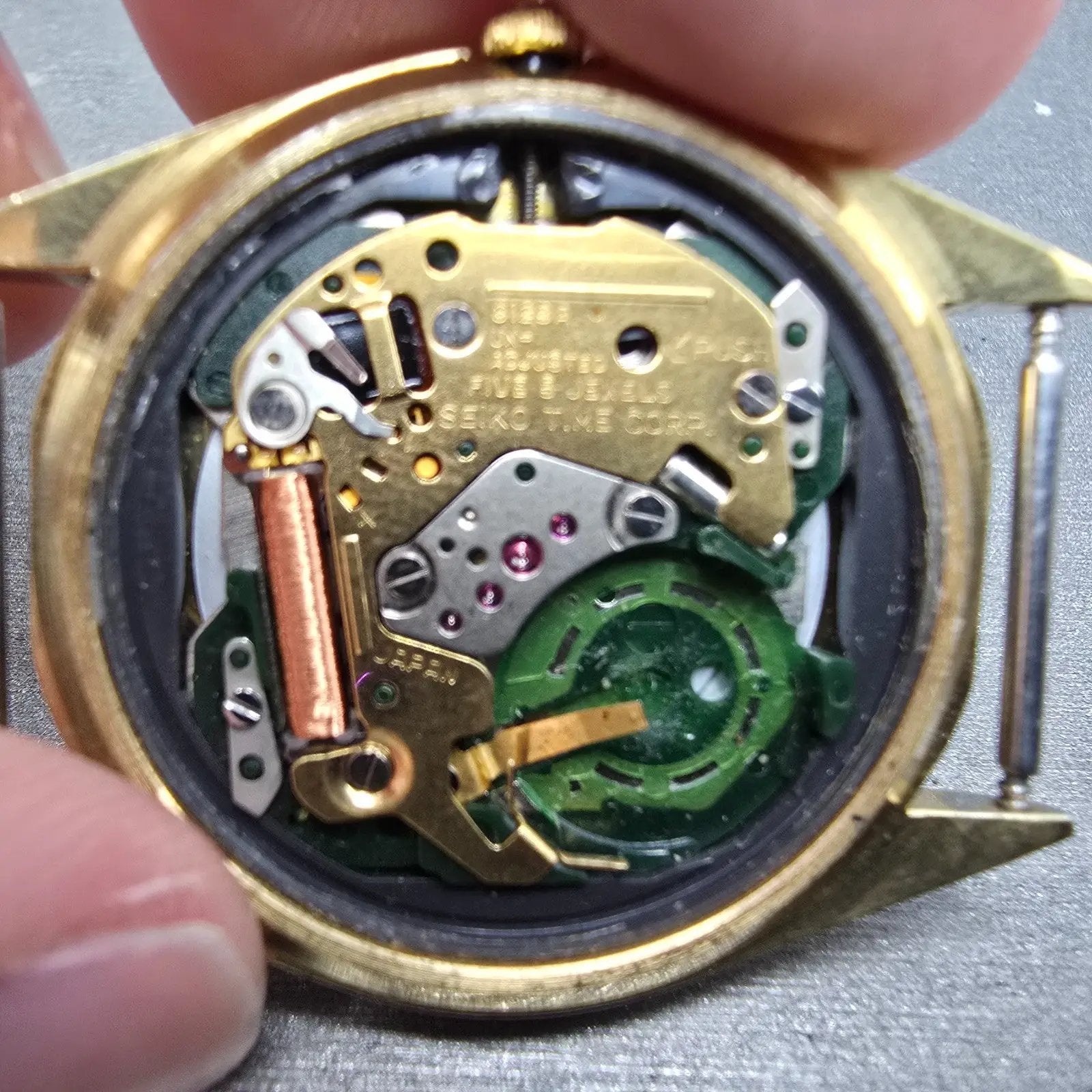 Seiko SQ Watch Men 34mm Champagne Dial Gold Tone Daydate 8123A PARTS NO BACK7