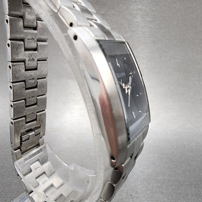 Bulova Tank Watch Women 18mm Black Dial Silver Tone Rectangle 96L37 New Battery3