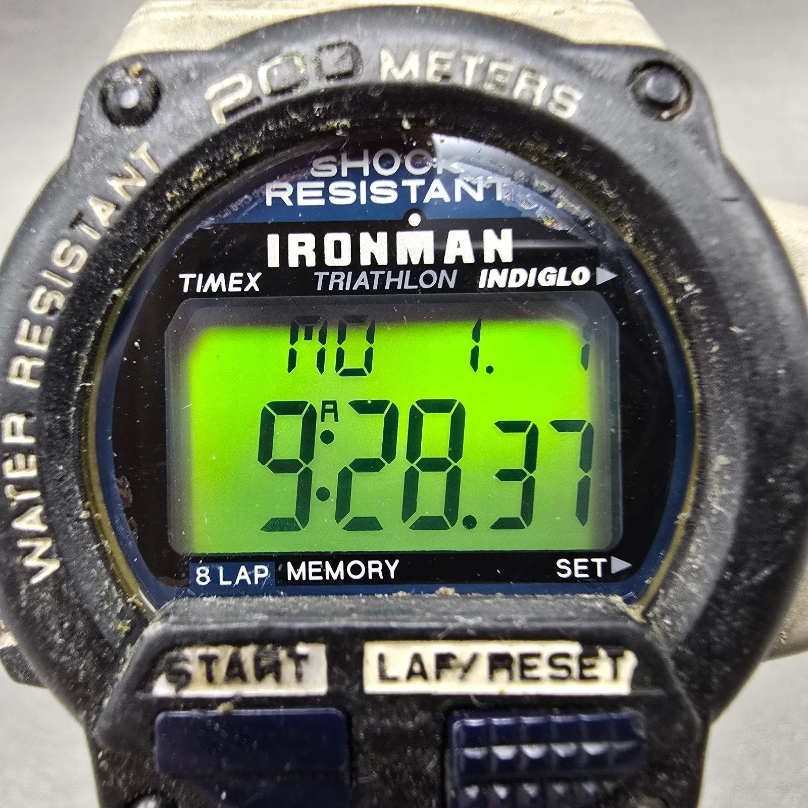 Timex Ironman Triathlon Watch Men 44mm Gray Black Alarm Chronograph New Battery1