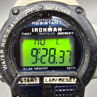 Timex Ironman Triathlon Watch Men 44mm Gray Black Alarm Chronograph New Battery1