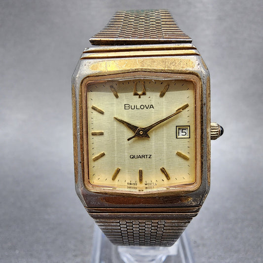 Bulova Watch Women 22mm Champagne Dial Gold Tone Octagon VTG New Battery0