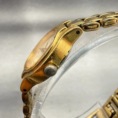 Seiko Watch Women 19mm White Dial Gold Tone Round V401-0289 New Battery Vintage2