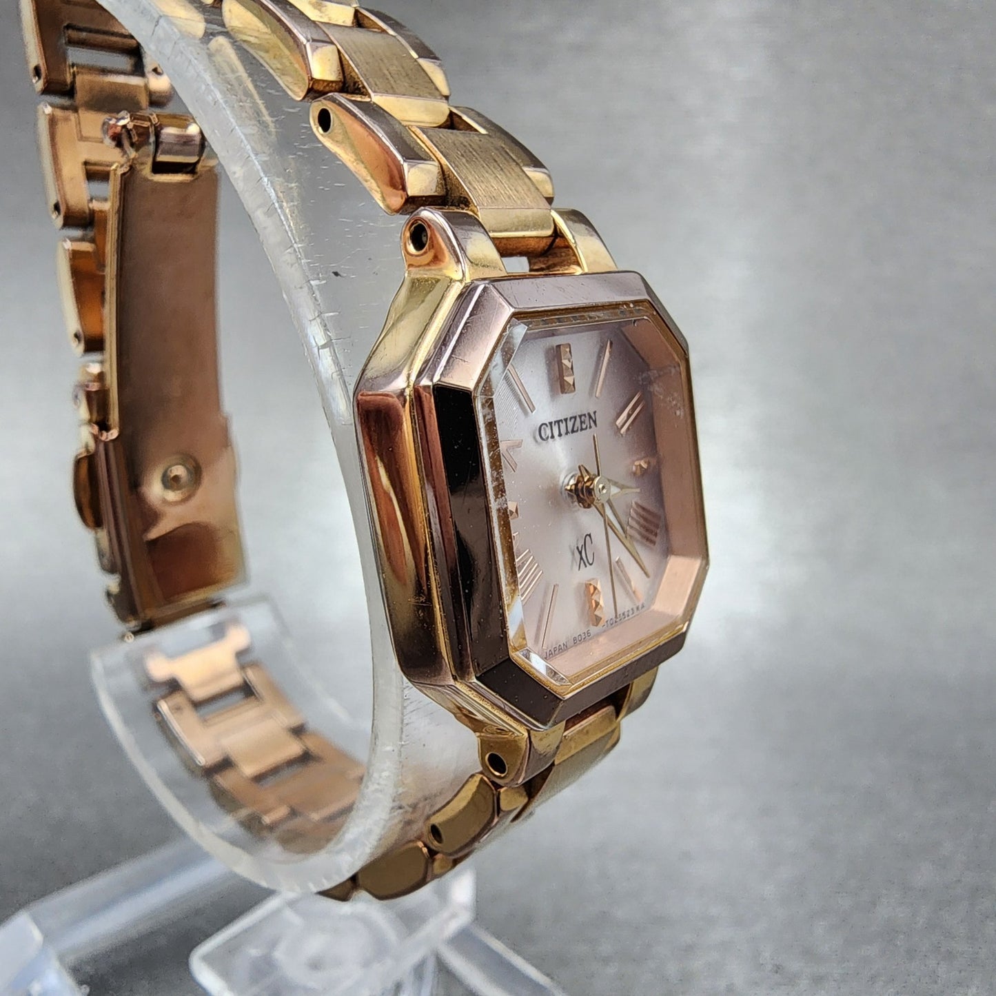Citizen EcoDrive XC Watch Women 19mm White Dial Rose Gold Date B036 Runs3