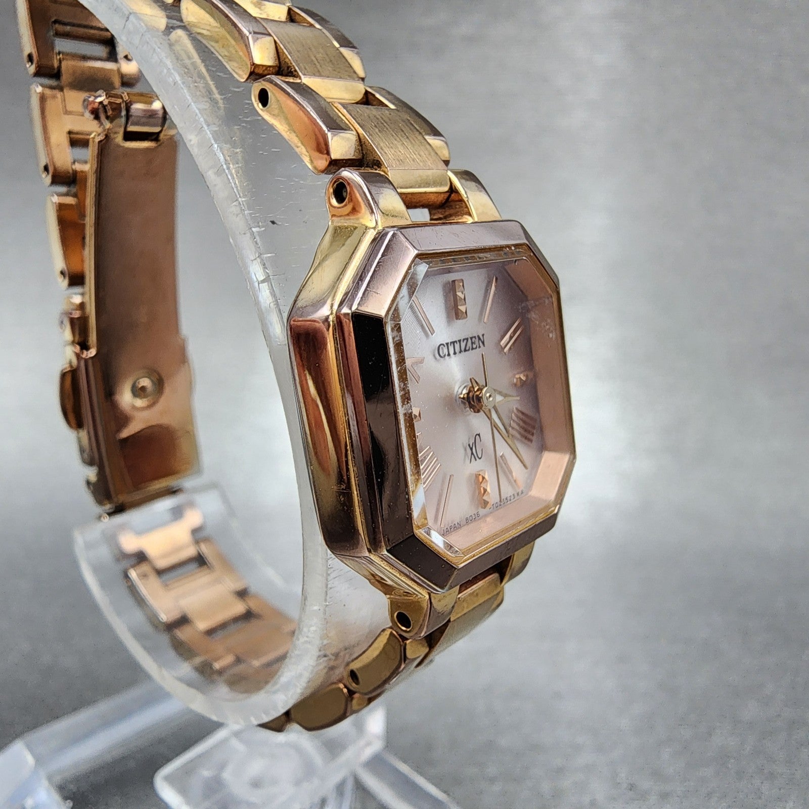 Citizen EcoDrive XC Watch Women 19mm White Dial Rose Gold Date B036 Runs3