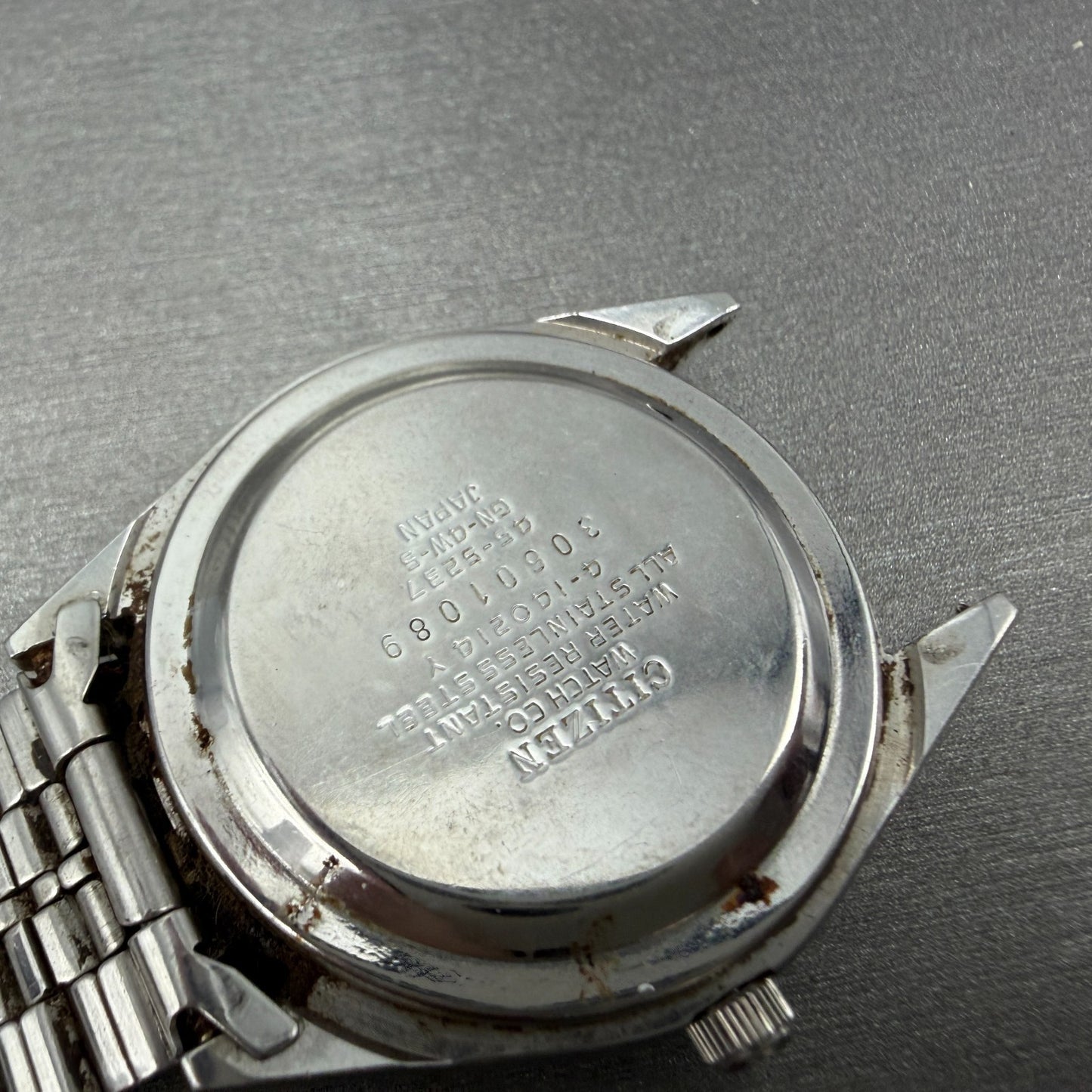 Citizen Seven Star Watch Men 35mm Silver Dial Silver Tone Daydate 4-140214 PARTS9
