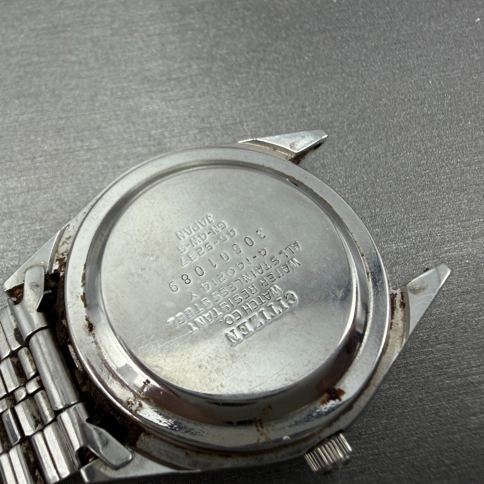 Citizen Seven Star Watch Men 35mm Silver Dial Silver Tone Daydate 4-140214 PARTS9