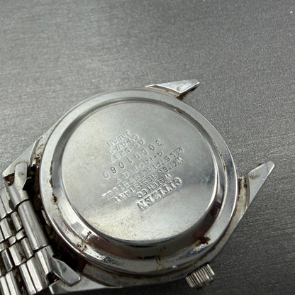 Citizen Seven Star Watch Men 35mm Silver Dial Silver Tone Daydate 4-140214 PARTS9