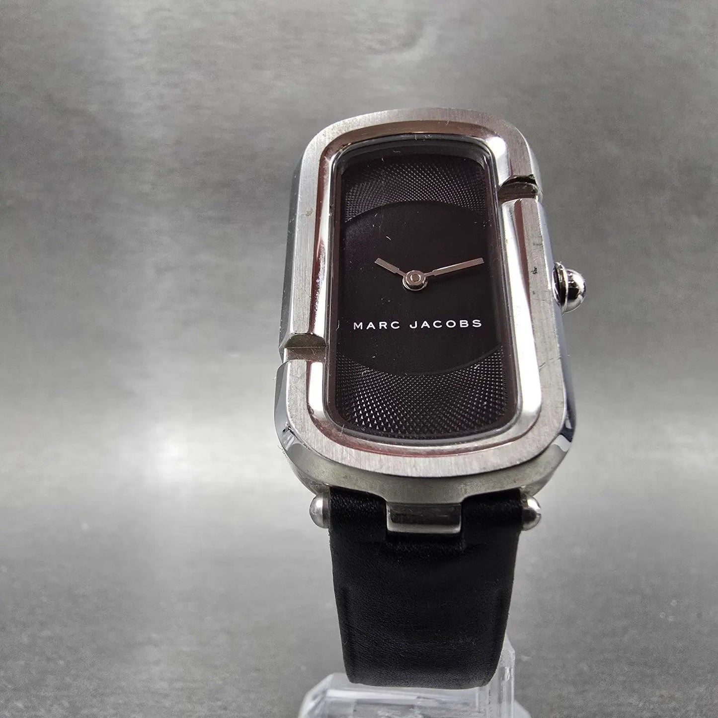 Marc Jacobs Monogram Watch Women 23mm Black Dial Silver Tone Oval New Battery5