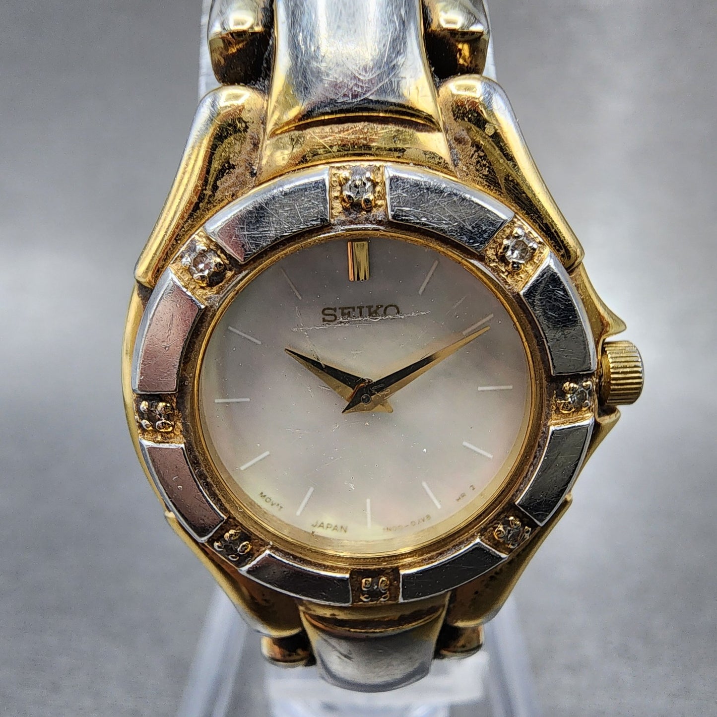 Seiko Watch Women 22mm MOP Dial Two Tone Round 1n000fz0 New Battery1