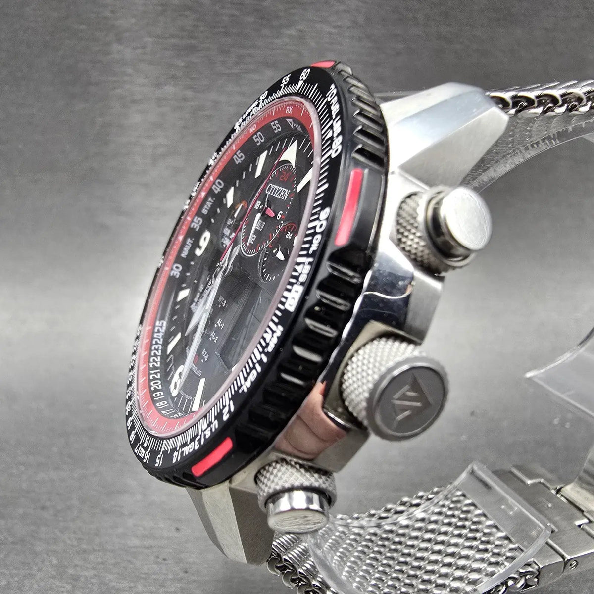 Citizen Skyhawk Red Arrows Watch Men 45mm Black Dial Steel Red Eco-Drive Works3