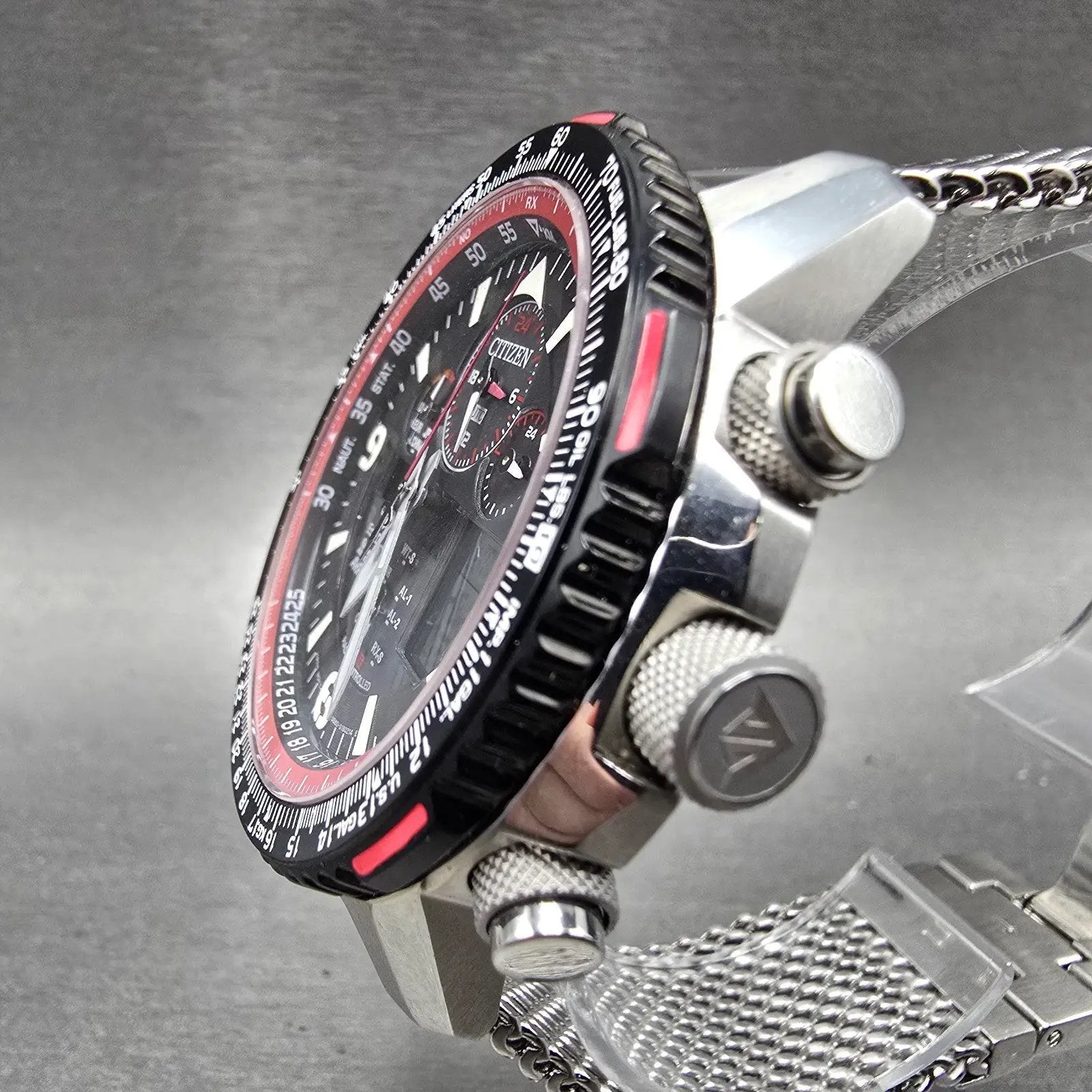 Citizen Skyhawk Red Arrows Watch Men 45mm Black Dial Steel Red Eco-Drive Works3