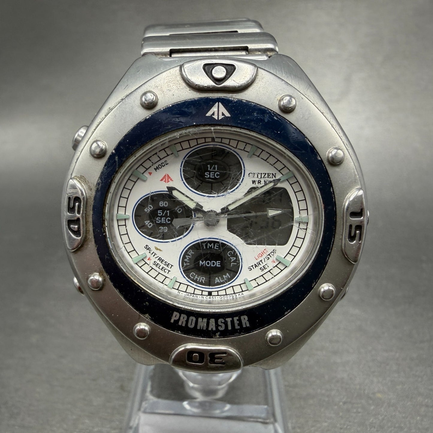 Citizen Promaster Watch Men 41mm White Dial Steel Analog Digital C451 New Batt0