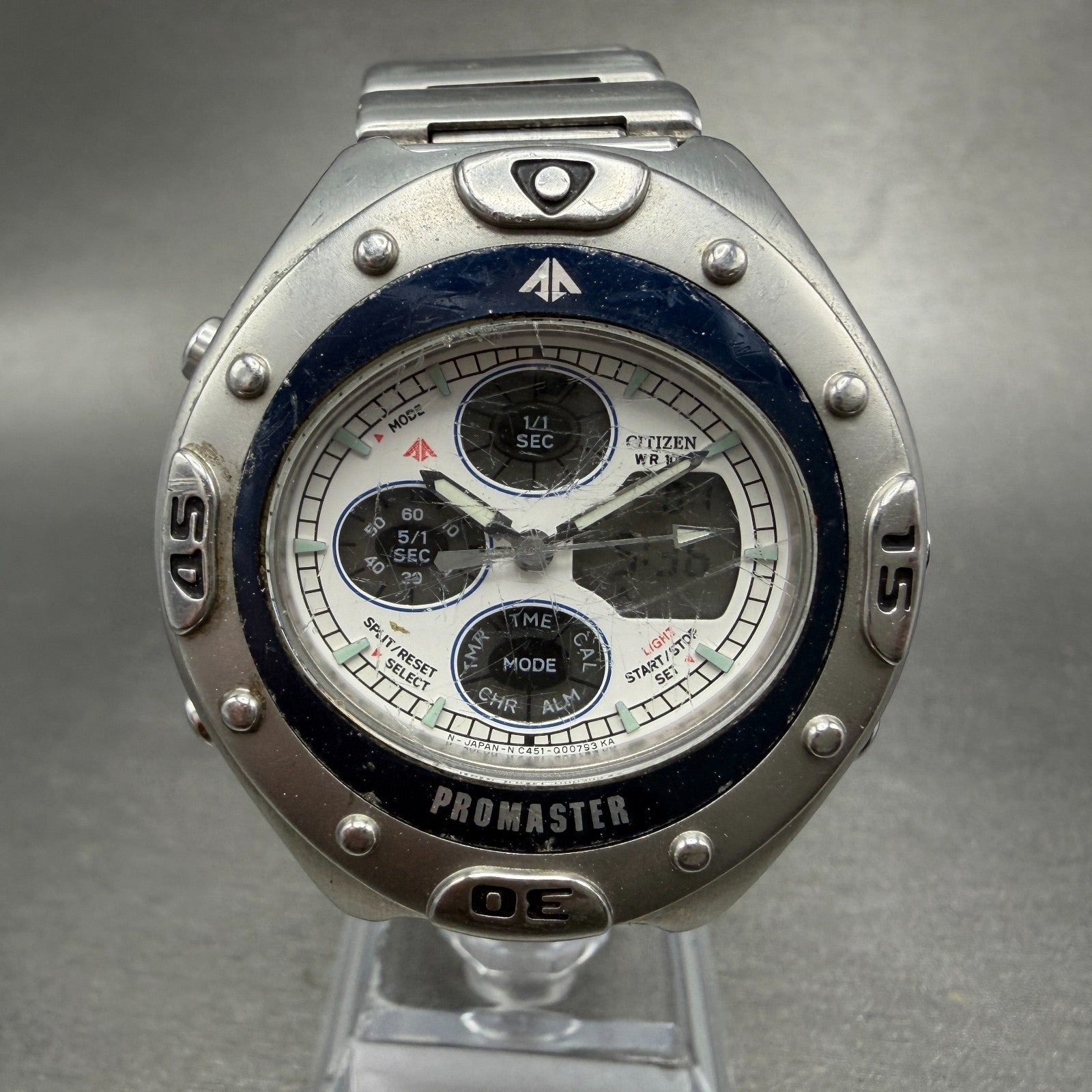 Citizen Promaster Watch Men 41mm White Dial Steel Analog Digital C451 New Batt0