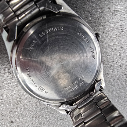 Pulsar Railroad Approved Watch Men 34mm White Dial Daydate Y148-7009 New Battery10