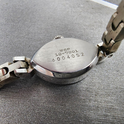 Seiko Solar Watch Women 15mm White Dial White Gold Plated Manual Wind Runs VTG9