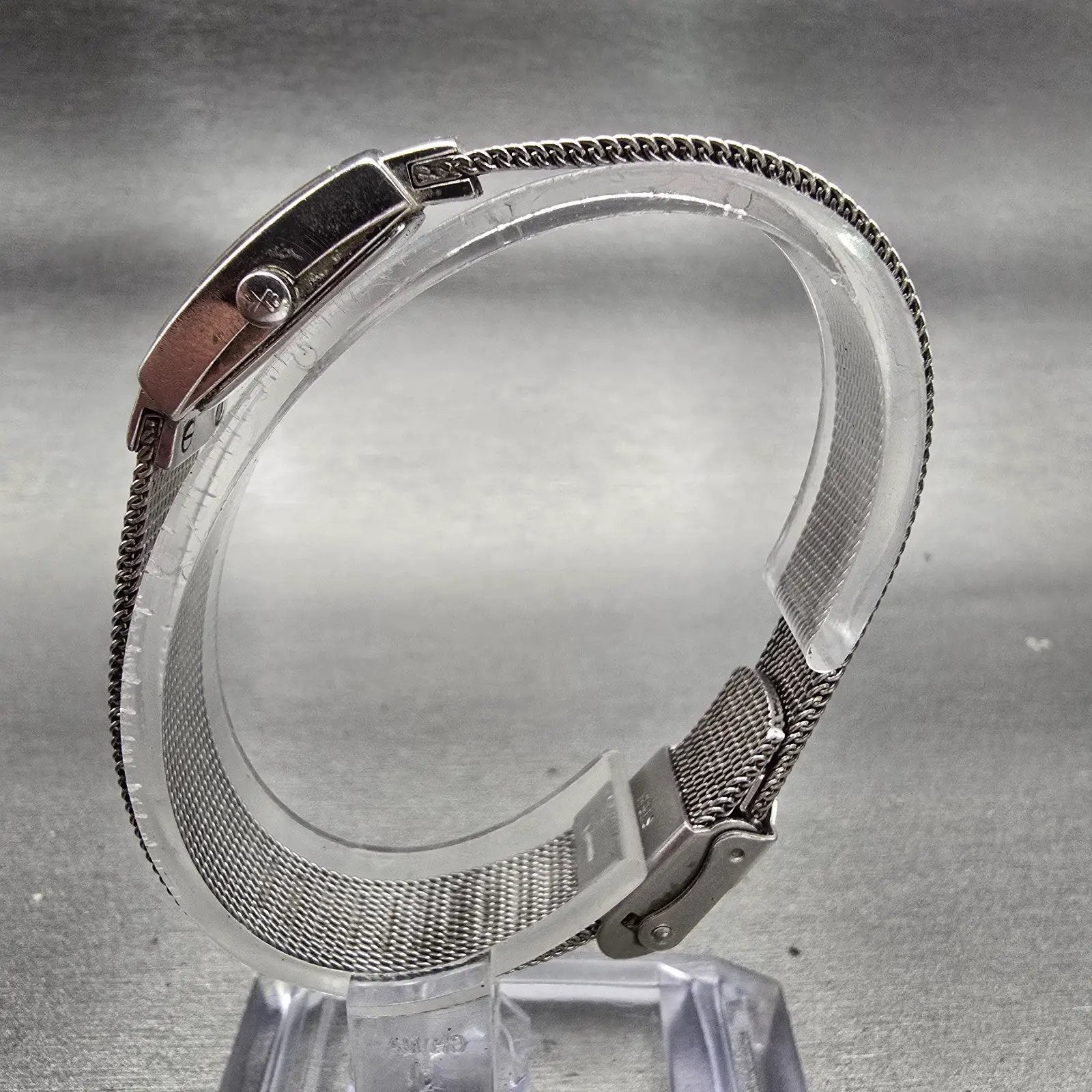 Skagen Denmark Watch Women 15mm Silver Dial Silver Tone Rectangle 490SGS New Bat6