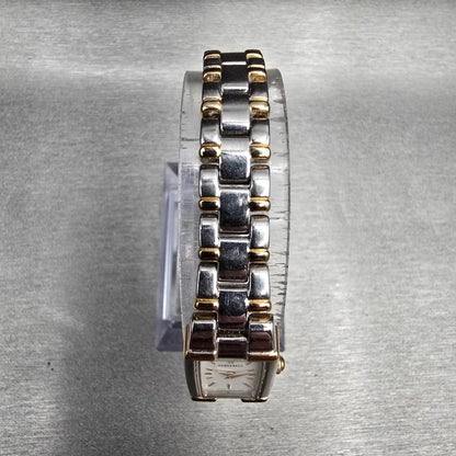 Seiko Watch Women 13mm White Dial Two Tone Rectangle V220-0AB0 New Battery4