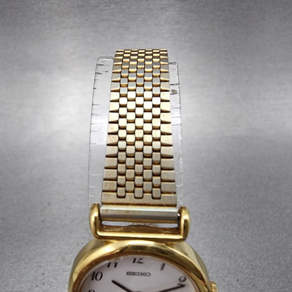 Seiko Watch Women 22mm White Dial Gold Tone Round 4n21-0052 New Battery