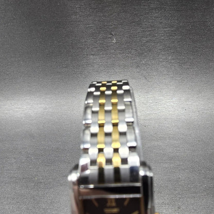 Citizen Eco-Drive Stiletto Tank Watch Women 19mm Black Dial Two Tone Works JP 564
