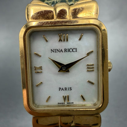 Nina Ricci Tank Watch Women 18mm MOP Dial Gold Plated Rectangle D950 New Battery1