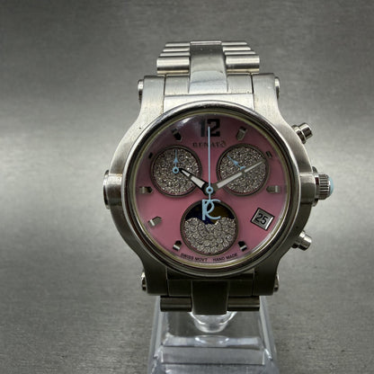 Renato Beauty Chrono Watch Women 36mm MOP Dial Steel Diamond Moonphase New Batt0