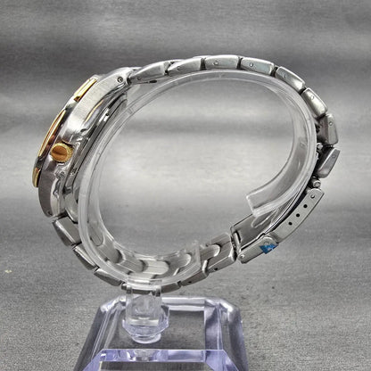 Seiko Pulsar Watch Men 39mm Silver Dial Two Tone Date Round VX42-X019 New Batt6