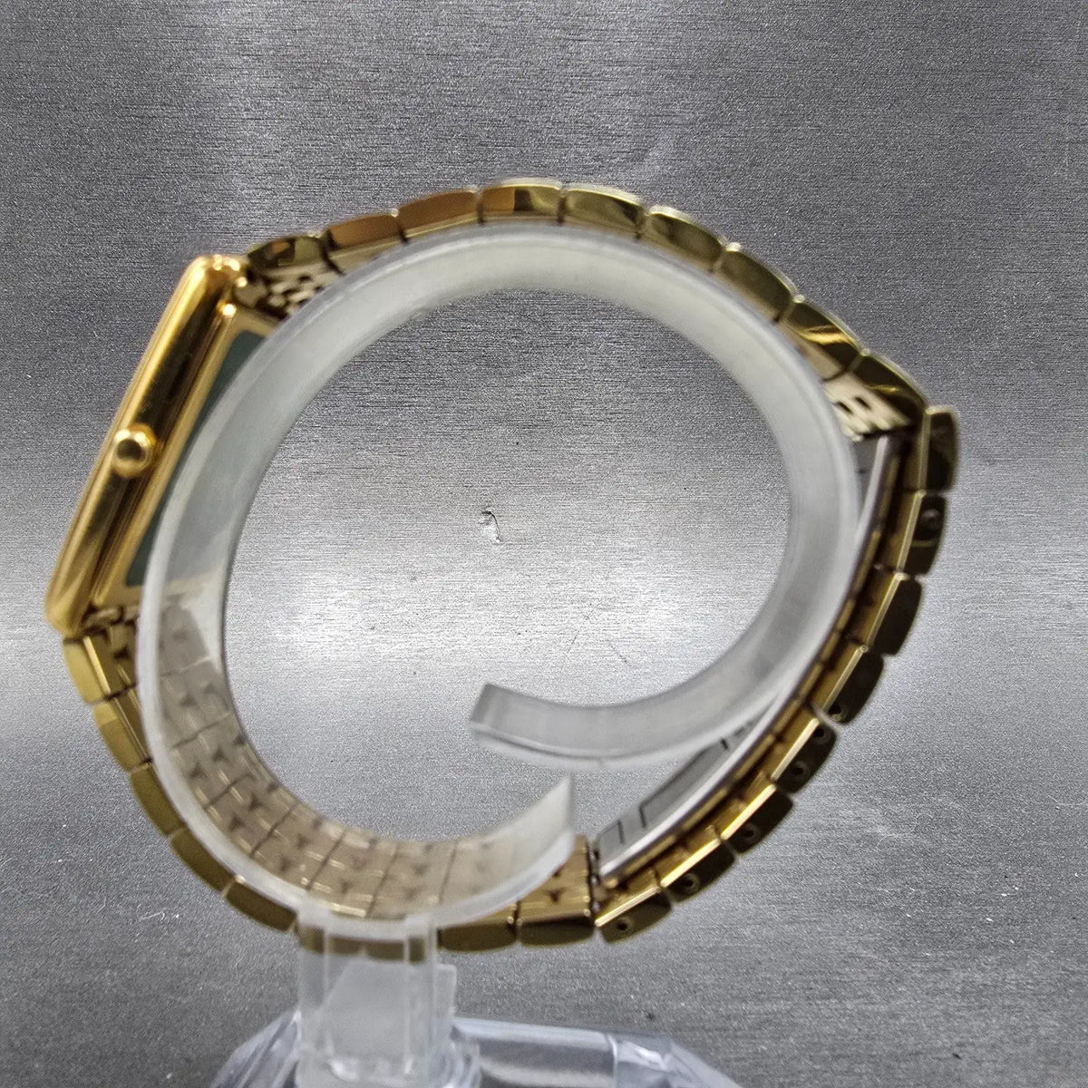 Seiko Lassale Tank Watch Men 25mm Gray Dial Gold Tone Rectangle 7N00-5219 PARTS7