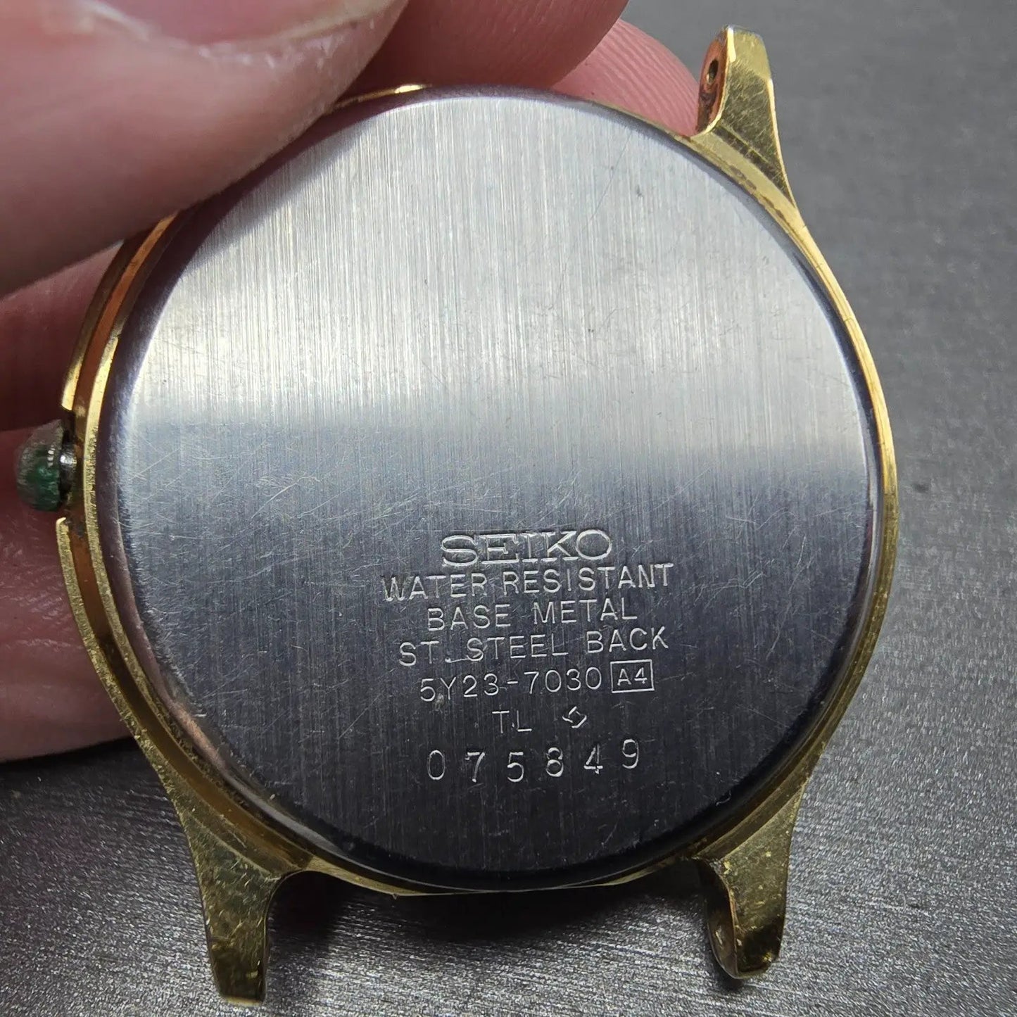 Seiko SQ Watch Men 34mm Champagne Dial Gold Tone Daydate READ!! 5y23-7030 NewBat7