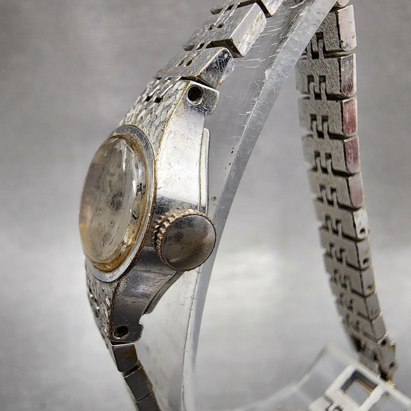 Seiko Watch Women 17mm Silver Dial Silver Tone Manual Round 117619 Runs VTG AB12