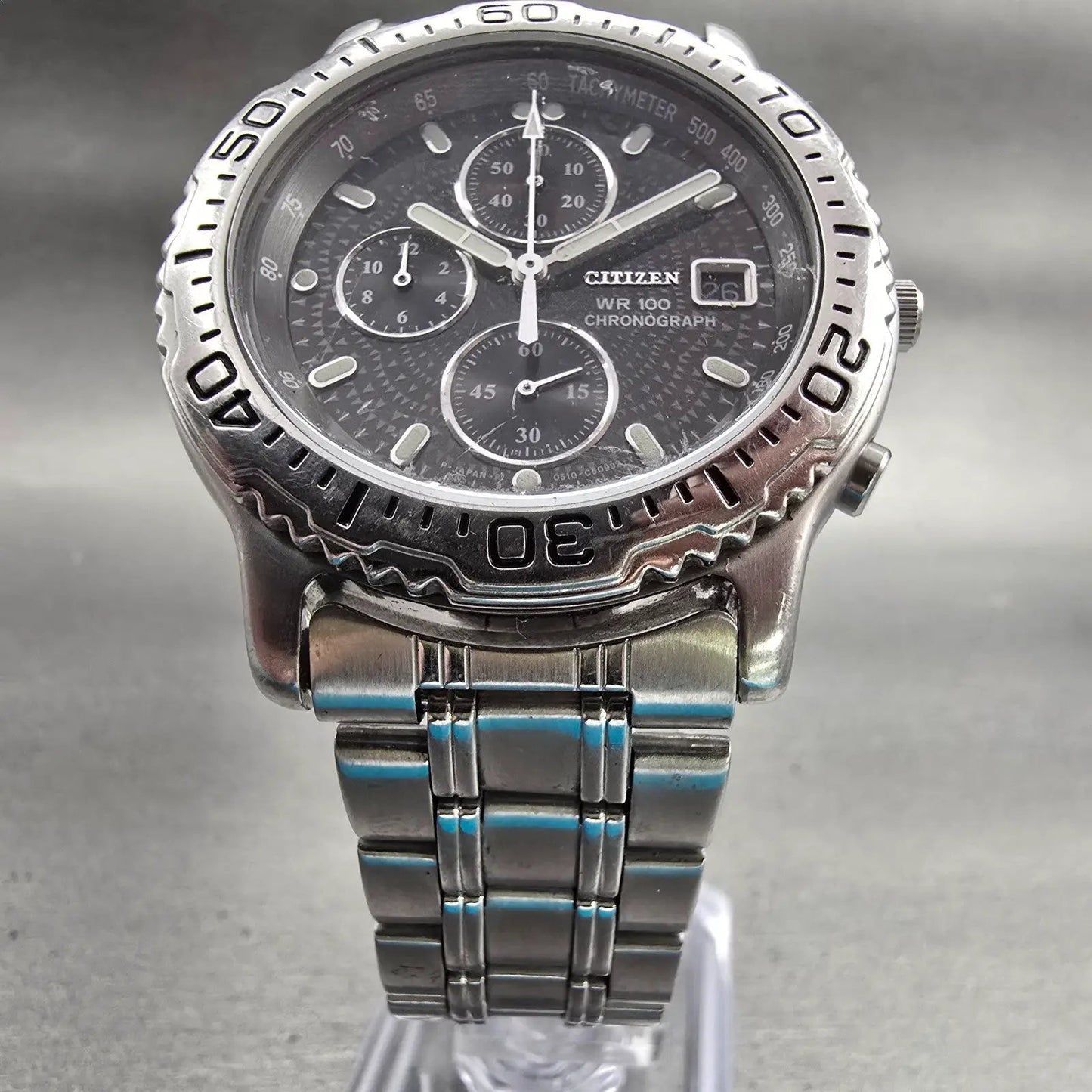 Citizen Chronograph Watch Men 39mm Black Dial Silver Tone 0510-C50545 New Batt5