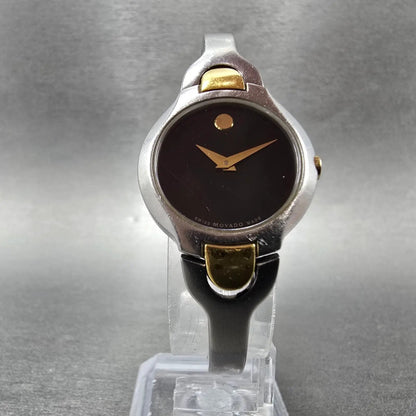 Movado Kara Watch Women 24mm Black Dial Two Tone Round 84-A1-1846 New Battery5