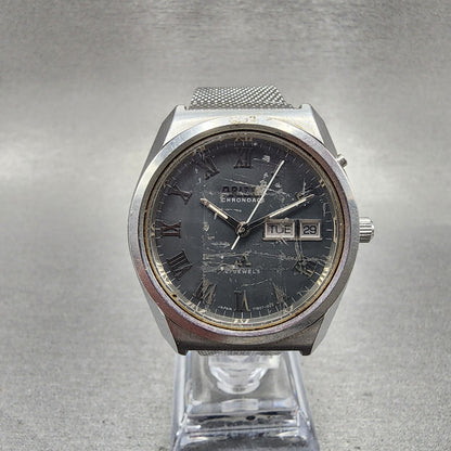 Orient Chronoace Watch Men 37mm Gray Dial Steel Daydate Round Automatic  PARTS0