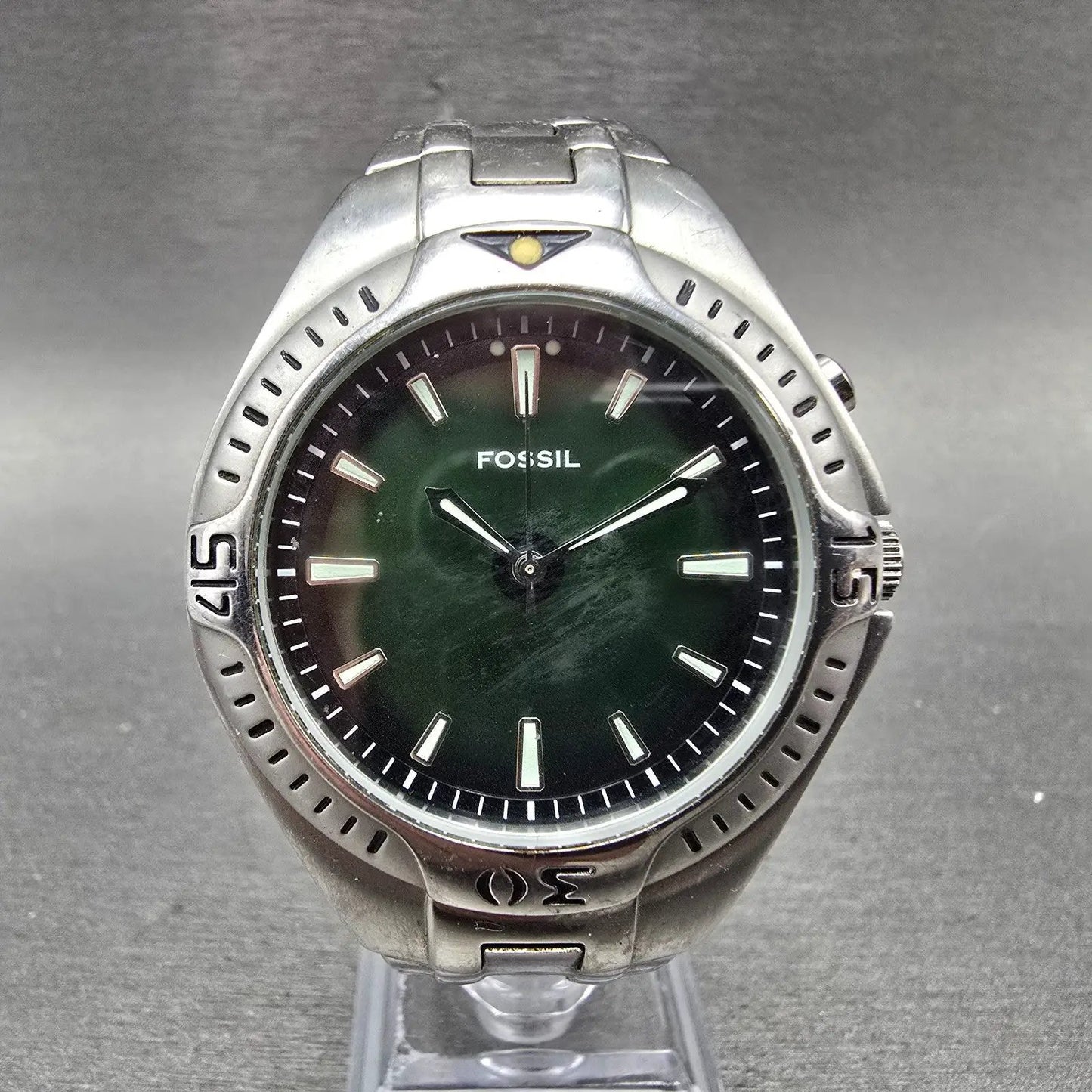 Fossil Kaleido Watch Men 41mm Blue Green Dial Silver Tone Round AM-3538 New Batt0
